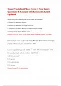 Texas Principles Of Real Estate II Final Exam&colon; Questions & Answers with Rationales&colon; Latest Updated