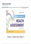 Test Bank For Health Assessment in Nursing 10th Edition by Janet R&period; Weber&semi; Jane H&period; Kelley&comma; All Chapters 1-35 complete guide A&plus;