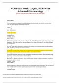 NURS 6521 Week-11 Quiz&comma; NURS 6521 Advanced Pharmacology &lpar;Detail Solutions and Resources for the Test&rpar;