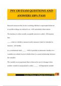 PSY 130 EXAM QUESTIONS AND ANSWERS 100&percnt; PASS