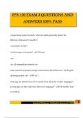 PSY 130 EXAM 2 QUESTIONS AND ANSWERS 100&percnt; PASS