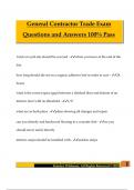 General Contractor Trade Exam Questions and Answers 100&percnt; Pass