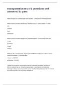 transportation test &num;1 questions well answered to pass