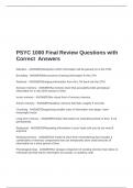 PSYC 1000 Final Review Questions with Correct  Answers