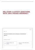 NRL EXAM 4 &lpar;LATEST&rpar; QUESTIONS WITH 100&percnt; PASSED ANSWERS&excl;&excl;