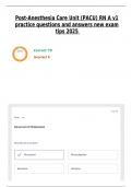 Post-Anesthesia Care Unit &lpar;PACU&rpar; RN A v1 practice questions and answers new exam tips 2025 