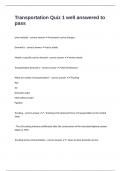 Transportation Quiz 1 well answered to pass