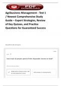 Agribusiness Management - Test 1 &sol; Newest Comprehensive Study Guide &ndash; Expert Strategies&comma; Review of Key Quizzes&comma; and Practice Questions for Guaranteed Success