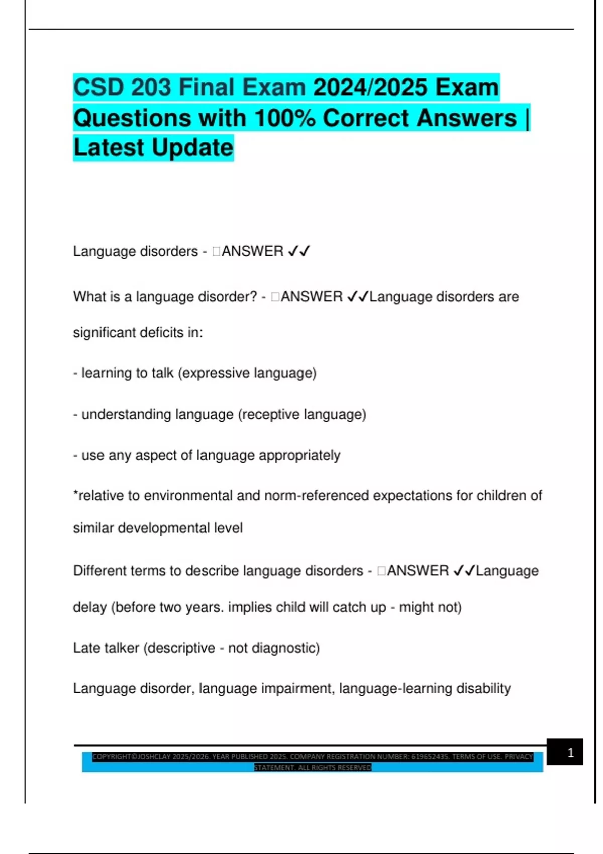 CSD 203 Final Exam 2024/2025 Exam Questions with 100% Correct Answers ...