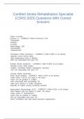 Certified Stroke Rehabilitation Specialist &lpar;CSRS 2025&rpar; Questions With Correct Answers
