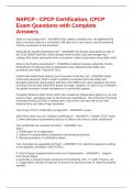 NAPCP - CPCP Certification&comma; CPCP Exam Questions with Complete Answers