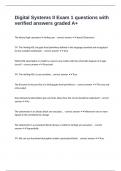 Digital Systems II Exam 1 questions with verified answers graded A&plus;
