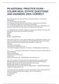 PA NATIONAL PRACTICE EXAM - COLIBRI REAL ESTATE QUESTIONS AND ANSWERS 100&percnt; CORRECT