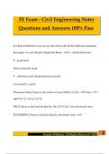 FE Exam - Civil Engineering Notes Questions and Answers 100&percnt; Pass