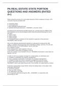 PA REAL ESTATE STATE PORTION QUESTIONS AND ANSWERS &lpar;RATED A&plus;&rpar;