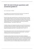 MAT 131 Unit &num;4 Exam questions well answered graded A&plus;