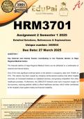 HRM3701 Assignment 2 &lpar;100&percnt; COMPLETE ANSWERS&rpar; Semester 1 2025 &lpar;340554&rpar;- DUE 27 March 2025