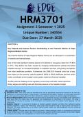 HRM3701 Assignment 2 &lpar;100&percnt; QUALITY ANSWERS&rpar; Semester 1 2025
