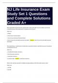 NJ Life Insurance Exam Study Set 1 Questions and Complete Solutions Graded A&plus;
