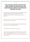 USCG AUXILIARY INSTRUCTOR PQS EXAM LATEST UPDATE THIS YEAR WITH ALL 180 QUESTIONS AND CORRECT SOLUTIONS JUST RELEASED THIS YEAR