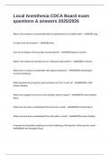 Local Anesthesia CDCA Board exam questions & answers 2025&sol;2026