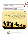 Test Bank Complete&lowbar; A Student's Guide To Developmental Psychology 1st Edition By Margaret Harris & Gert Westermann&vert; All Chapters 1-17&vert; Latest Version With Well Detailed And Verified Answers&vert; Grade A&plus;