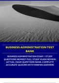 BUSINESS ADMINISTRATION EXAM 1 STUDY QUESTIONS NEWEST FULL STUDY GUIDE REVIEW QUESTIONS WITH VERIFIED SOLUTIONS