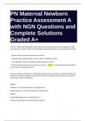 PN Maternal Newborn Practice Assessment A with NGN Questions and Complete Solutions Graded A&plus;