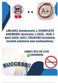LML4801 Assignment 1 &lpar;COMPLETE ANSWERS&rpar; Semester 1 2025 - DUE 3 April 2025