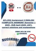 AFL1502 Assignment 2 ENGLISH &lpar;COMPLETE ANSWERS&rpar; Semester 1 2025 - DUE April 2025