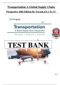 Test Bank for Transportation&colon; A Global Supply Chain Perspective&comma; 10th Edition by Novack All 1-13  Chapters Covered &comma;Latest Edition