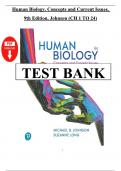 Test Bank For Human Biology, Concepts and Current Issues, 9th Edition, Johnson Chapter 1-24