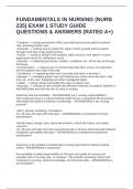 FUNDAMENTALS IN NURSING &lpar;NURB 235&rpar; EXAM 1 STUDY GUIDE QUESTIONS & ANSWERS &lpar;RATED A&plus;&rpar;