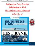 Test Bank For Business Law&colon; Text & Exercises&comma; 10th Edition by Roger LeRoy Miller&comma; William E&period; Hollowell&comma; Verified Chapters 1 - 43 Questions With Complete Solutions&period;