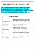 FTCE EXCEPTIONAL STUDENT EDUCATION K-12 NEWEST  ACTUAL EXAM COMPLETE QUESTIONS AND CORRECT  DETAILED ANSWERS (VERIFIED ANSWERS) |ALREADY GRADED  A+||BRAND NEW VERSION COMPLETE EXAM FOR STUDY 