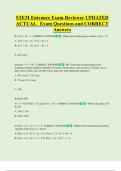 STEM Entrance Exam Reviewer UPDATED  ACTUAL   Exam Questions and CORRECT  Answers