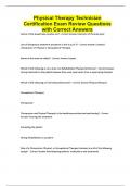 Physical Therapy Technician Certification Exam Review Questions with Correct Answers