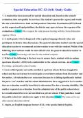 Special Education EC-161 Exam Study guide 2025&sol;2026 Questions With Correct Answers 100&percnt; Verified&comma; Rated A&plus;&period;