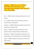 Chapter 1 Medical Law and Ethics  2024&sol;2025 Exam Questions and  Corresponding Answers with Surety of  100&percnt; Pass Mark