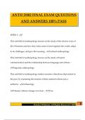 ANTH D002 FINAL EXAM QUESTIONS AND ANSWERS 100&percnt; PASS