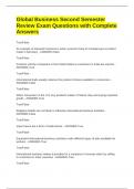Global Business Second Semester Review Exam Questions with Complete Answers