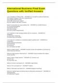International Business Final Exam Questions with Verified Answers