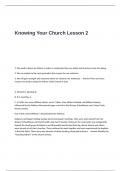 Knowing Your Church Lesson 2 Test Questions and Answers