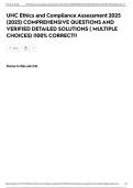 UHC Ethics and Compliance Assessment 2025 &lpar;2025&rpar; COMPREHENSIVE QUESTIONS AND VERIFIED DETAILED SOLUTIONS &lpar; MULTIPLE CHOICES&rpar; &vert;100&percnt; CORRECT&excl;&excl;
