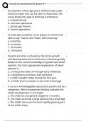 GROWTH AND DEVELOPMENT EXAM &lpar;ACTUAL EXAM&rpar; WITH CORRECT ACTUAL QUESTIONS AND CORRECTLY WELL DEFINED ANSWERS LATEST 2025 ALREADY GRADED A&plus;