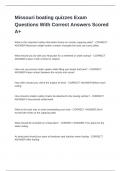 Missouri boating quizzes Exam Questions With Correct Answers Scored A&plus;