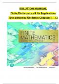 SOLUTION MANUAL Finite Mathematics & Its Applications 13th Edition by Goldstein Chapters 1 - 12