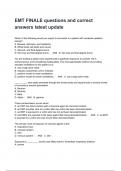 EMT FINALE questions and correct answers latest update