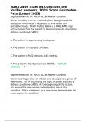 NURS 2400 Exam -4 Questions and Verified Answers&comma; 100- Score Guarantee Pass &lpar;Latest 2025&rpar;