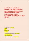     Certified Stroke Rehabilitation Specialist &lpar;CSRS 2025&rpar;&vert;Brand New Exam Questions with 100&percnt; Correct Verified Answers&vert;All Graded A&plus;&vert;Latest Expert Premium Update&lpar;2025-2026&rpar;&vert;100&percnt; Guaranteed Success&period;